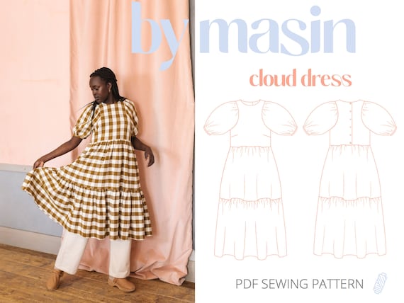 Buy April DIY Maxi Shirt Dress Pattern, Long Circle Skirt Shirtwaist Dress  PDF Sewing Pattern, Pointed Collar Dress With Elastic Waist Pattern Online  in India - Etsy