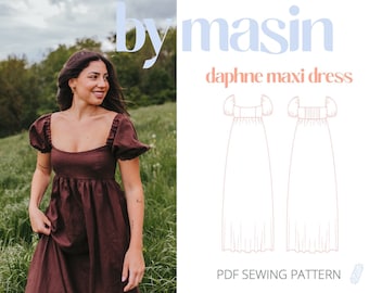 Maxi Dress Sewing Pattern, Bridgerton Style Dress Pattern, Regency Dress PDF Pattern, Daphne Maxi Dress Pattern, Easy Maxi Dress pattern