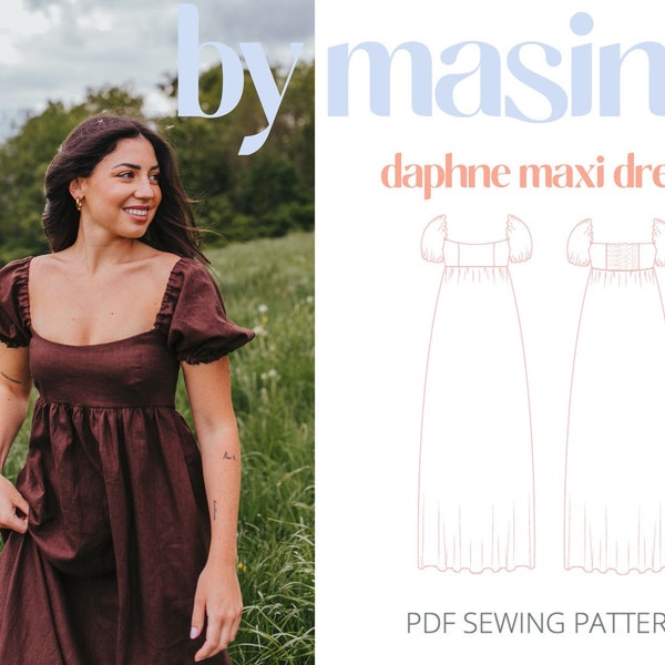 Maxi Dress Sewing Pattern, Bridgerton Style Dress Pattern, Regency Dress PDF Pattern, Daphne Maxi Dress Pattern, Easy Maxi Dress pattern
