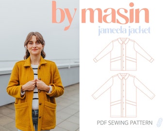 Ebook: Schnittmuster Jacke, Einfaches Jackenschnittmuster, Mantel Ebook Nähanleitung, DIY Jacke, Jameela Jacket, PDF Schnittmuster einfach