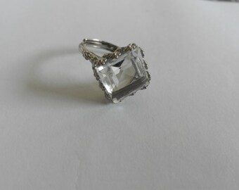 Bague Argent 925 et Azurite Carré 10mm