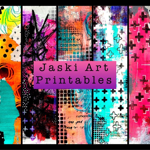 Digital Collage Backgrounds 1 - Abstract - Mixed Media - Painted Papers - Collage Fodder