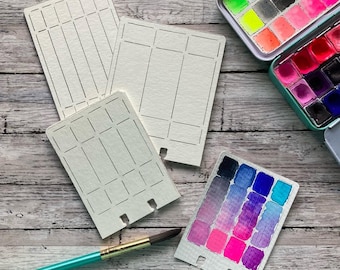 Watercolor Swatch Cards - Color Mixes - Art Supply Dex / rolodex / memorydex set 12ct.