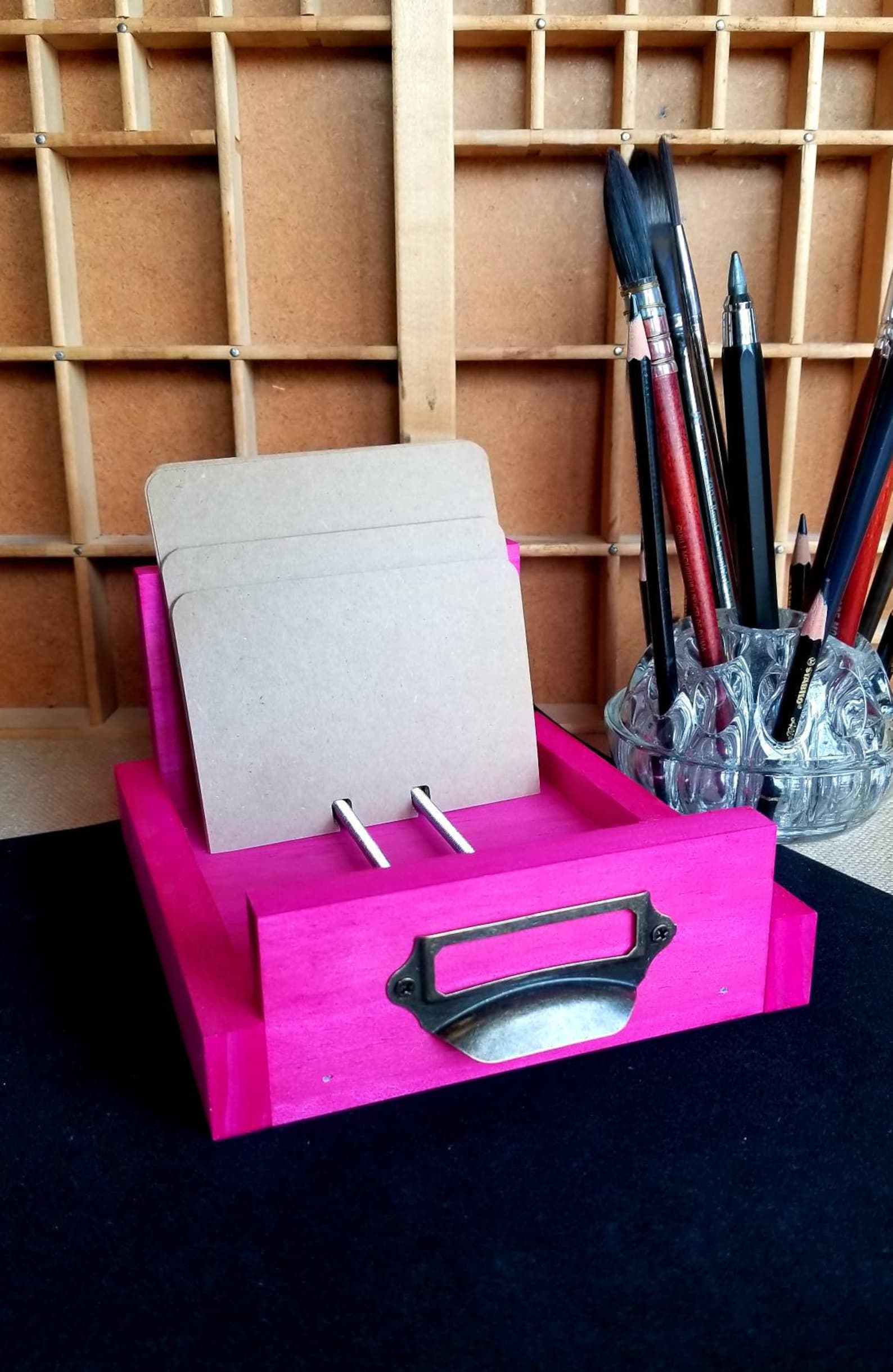 rolodex tray hot pink