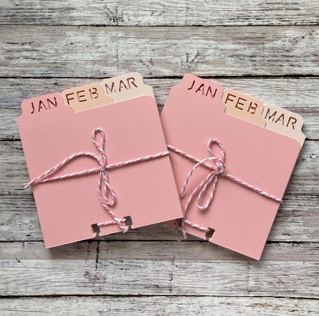 12 Month Pink Ombre Rolodex Dividers - January - December / 110lb ...