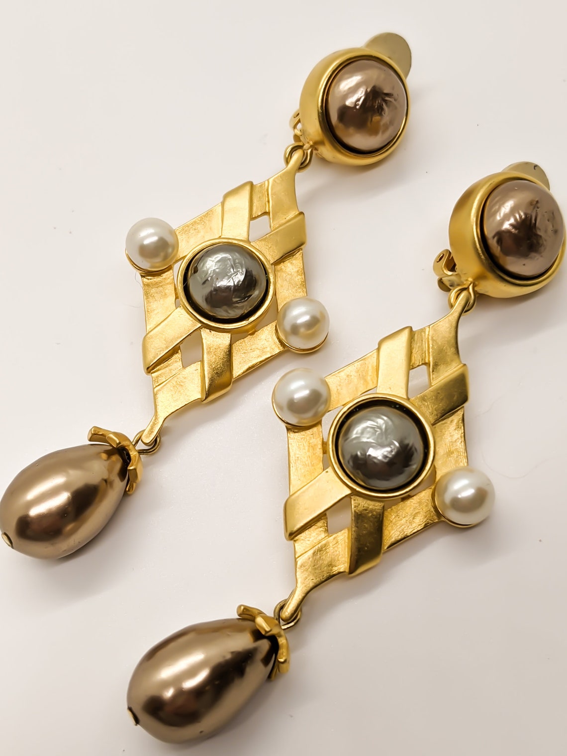 RARE Karl Lagerfeld Vintage Massive Pearl Earrings Etsy