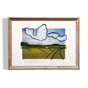 Backyard Farm Mixed Media | Art Print | Original Oil Painting Print on Cotton Rag | Oil Pastels | Landscape Painting and Print | 6x8