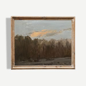 Original Painting by Artist | Tonal Landscape | Unframed Trees Painting | Sunset Wall Art | Tonalist Painting | Treeline Painting | 8x10