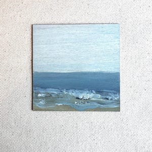 Mini Oil Painting | Decor Art | Beach | Nautical Coast | Mini Paintings | Shelf Decor | Summer Art | Ocean Painting | Waves | 3x3
