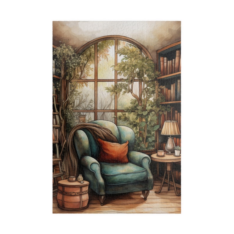 Cozy Reading Nook Watercolor Jigsaw Puzzle, Enchanting Puzzle ...