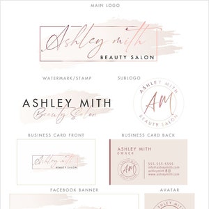 Modern Business Logo, Brand Package, Rose gold logo,  Minimal Logo Design, Premade Logo Design, Brand Kit, Watermark Logo, Custom Logo