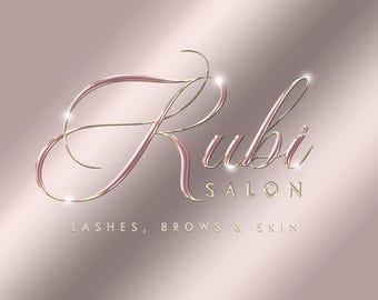 Diseño de logotipo en oro y rosa, logotipo para salón de belleza, logotipo para estilista, logotipo para pestañas, logotipo de lujo
