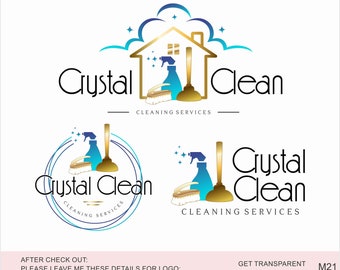 Cleaning service logo design, Office cleaning logo, Broom Logo, Maid Logo,Housekeeper Logo, Premade Cleaning Branding Kit, Housekeeping logo