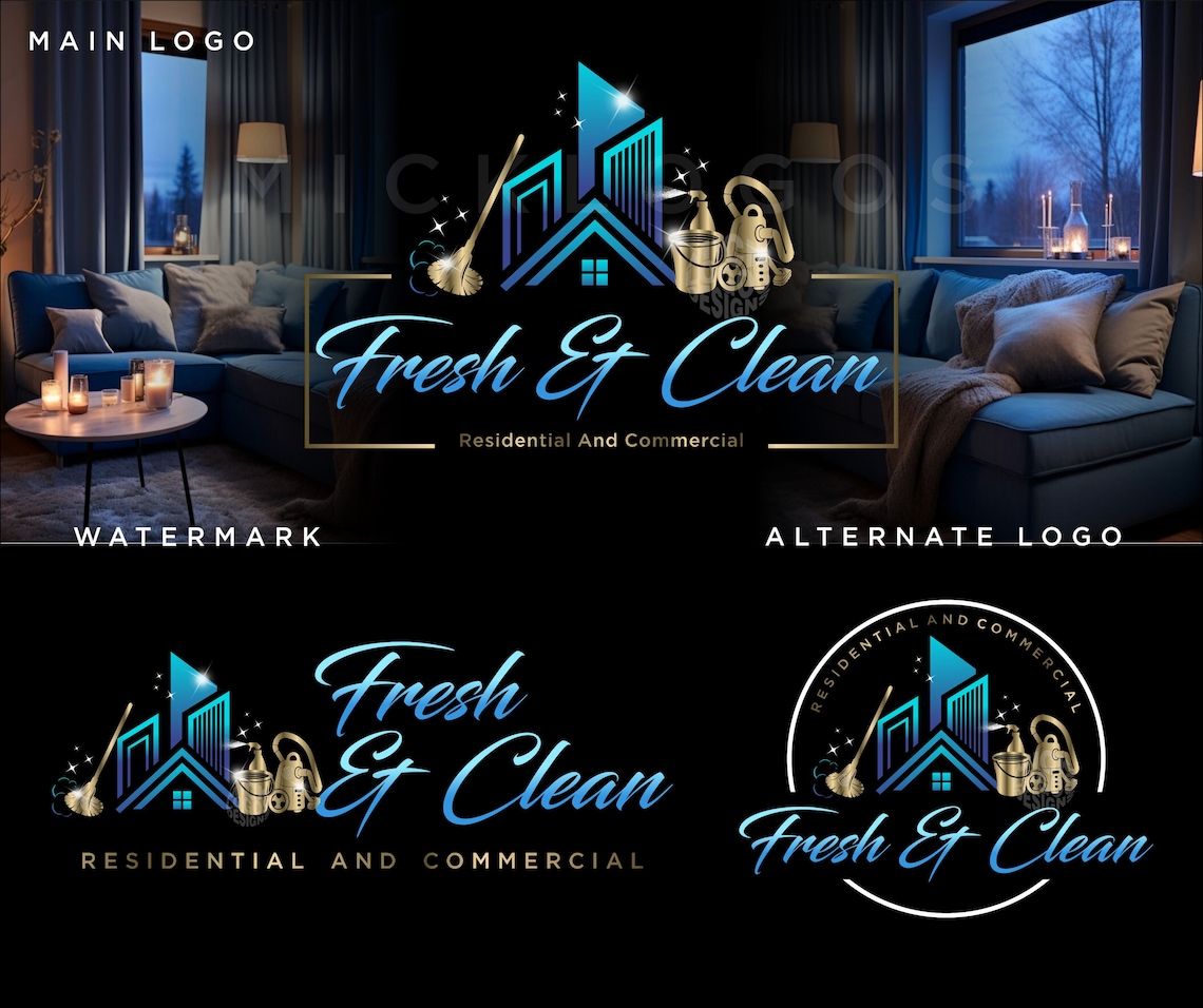 Cleaning Logo, Cleaning Business Logo, Housekeeper Logo, Vacuum Cleaner