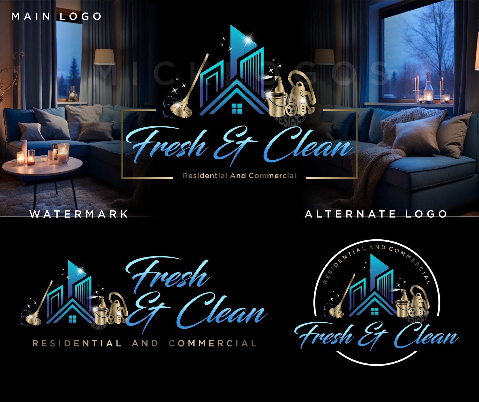 Cleaning Logo, Cleaning Business Logo, Housekeeper Logo, Vacuum Cleaner