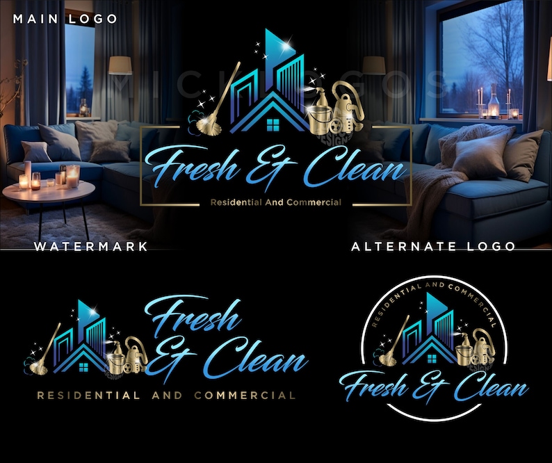 Cleaning Logo, Cleaning Business Logo, Housekeeper Logo, Vacuum Cleaner