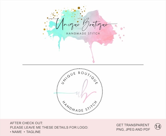 Watercolor Logo Design Handdrawn Logo Custom Logo Design - Etsy