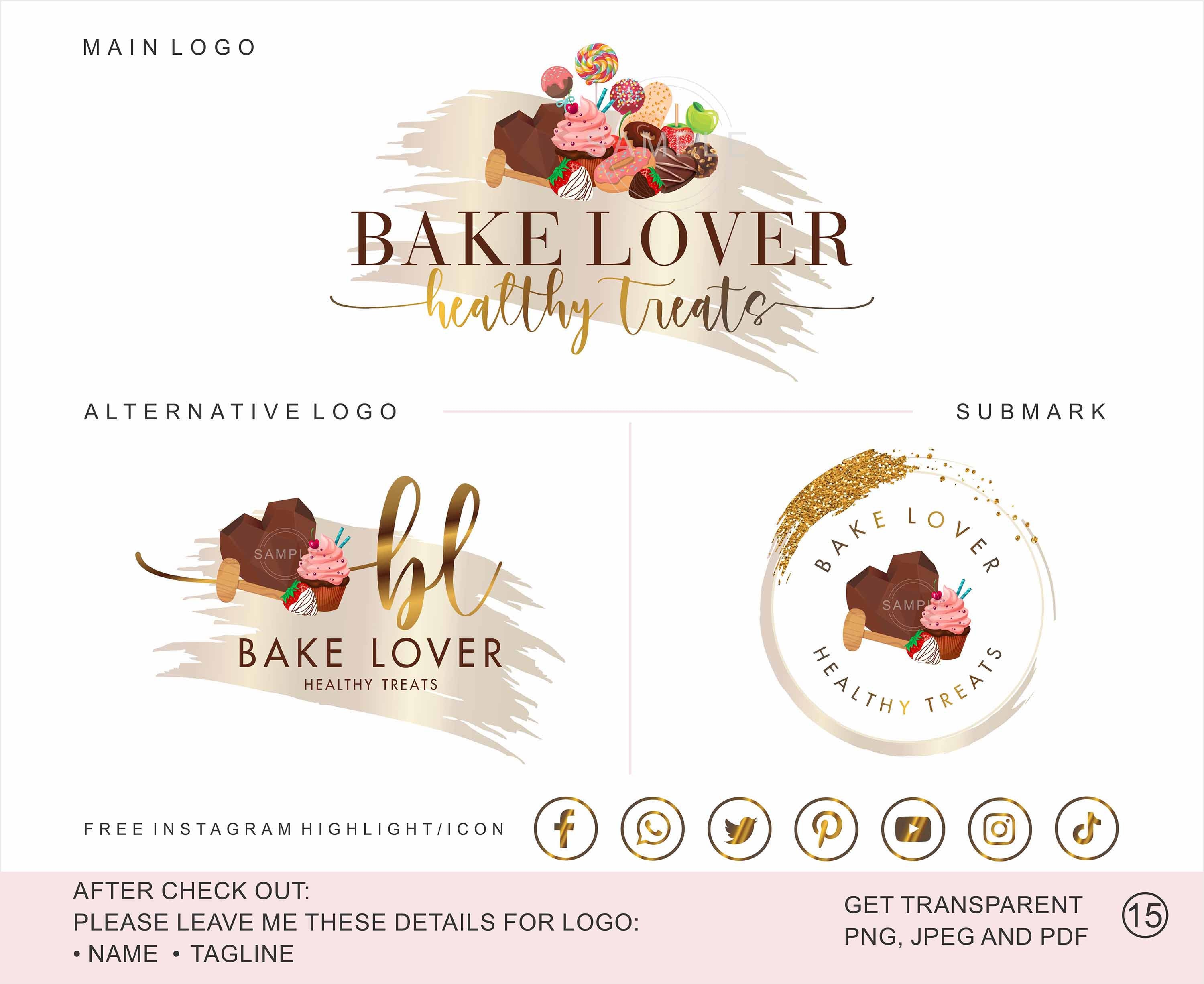 Bakery Logo Baking Logo Bakers Logo Pinata Cake Premade Etsy