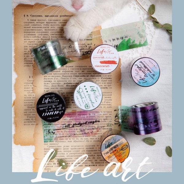 Transparent PET Washi Tape Graphic, Industrial, Grafitti, Handwritten, Watercolor Splash, Junk Journal, Scrapbooking, Planner, Mixed Media