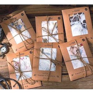 Juego de papel vitela y pegatinas para fondo de manuscrito: Material efímero para diario creativo