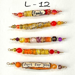 Boho Fabric Bead Set: Mixed Fibers, Glass & Wood - Journal Charm L