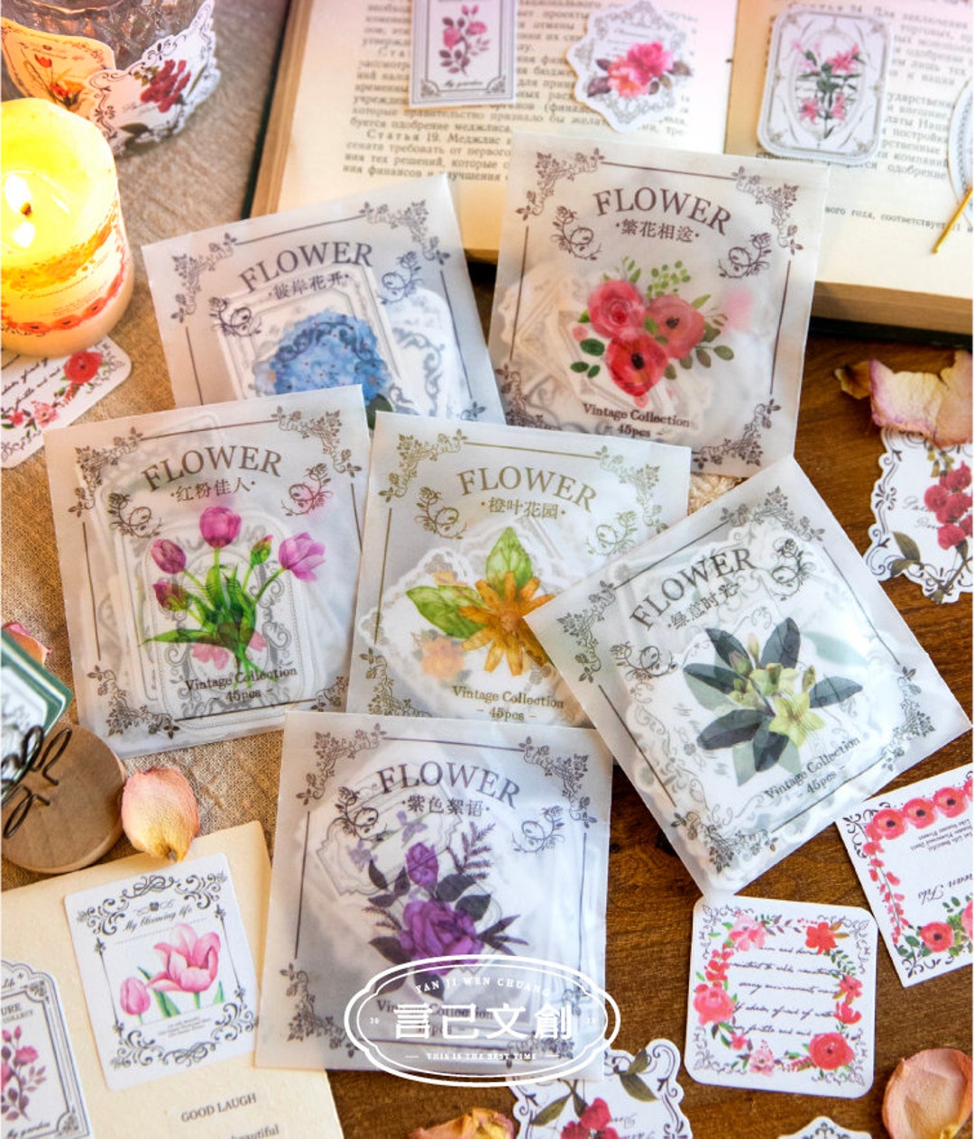 Vellum Sticker, Flower Sticker, Botanical Sticker, Semi-transparent ...