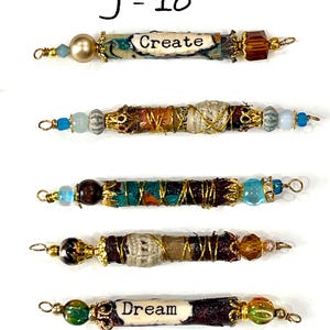Boho Fabric Bead Set: Mixed Fibers, Glass & Wood - Journal Charm J