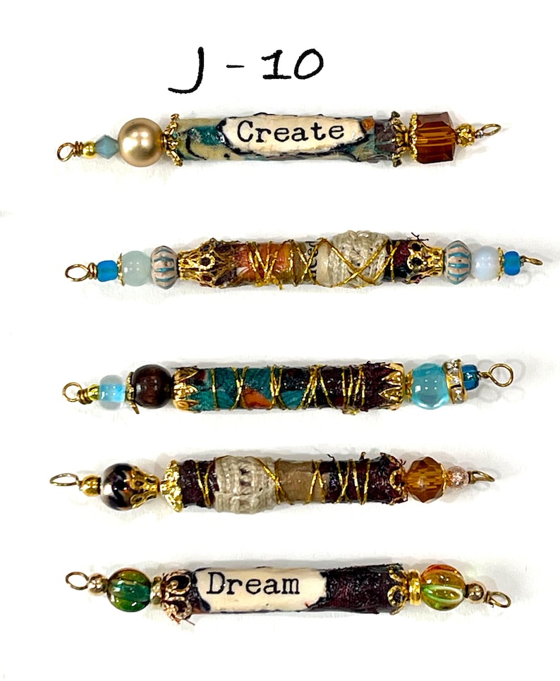 Boho Fabric Bead Set: Mixed Fibers, Glass & Wood - Journal Charm J