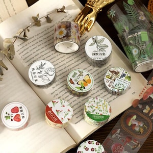 Transparent PET Washi Tape Botanical, Floral, Foliage Butterflies, Berries,  Junk Journal, Scrapbooking, Planner, Mixed Media
