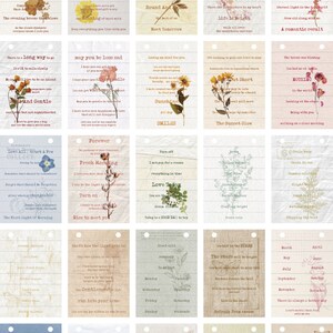 Puede incluir: Un conjunto de 25 tarjetas imprimibles con citas inspiradoras y flores prensadas. Las tarjetas miden 70 mm por 100 mm y presentan una variedad de colores y dise&ntilde;os. Son perfectas para agregar un toque de fantas&iacute;a e inspiraci&oacute;n a tu hogar u oficina.