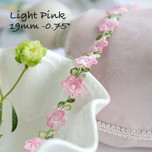 Flower Lace Trim, Floral Organza Embroidery, Vintage Style Daisy, Crochet Trim, Ribbon by the yard