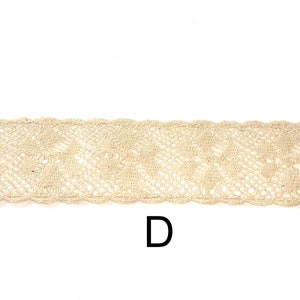 Natural 100% Cotton Wide Lace Trim Ribbon Ecru Cream Color, by the yard, Junk Journal,Scrapbooking, Jewerly, Sewing, Headband, Mixed Media