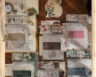 Botanical Paper Sticker Set: Floral Mushroom Angel Scrapbook Junk Journal