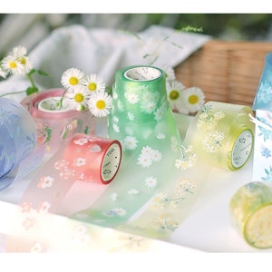 Semi-Transparent Tape, Flowers PET Tape ,Botanical Tape, Floral, Shabby Chic Tape, Junk Journal, Planner, Card Making,Delicate Tape