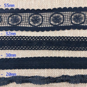 Black Crochet Lace Cotton Trim Ribbon by the yard, Junk Journal, Scrapbooking, Sewing