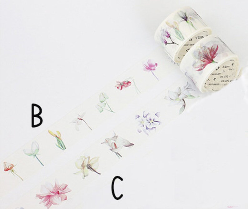 Flowers Washi Tape Scrapbook Tape Retro Washi Tape Etsy