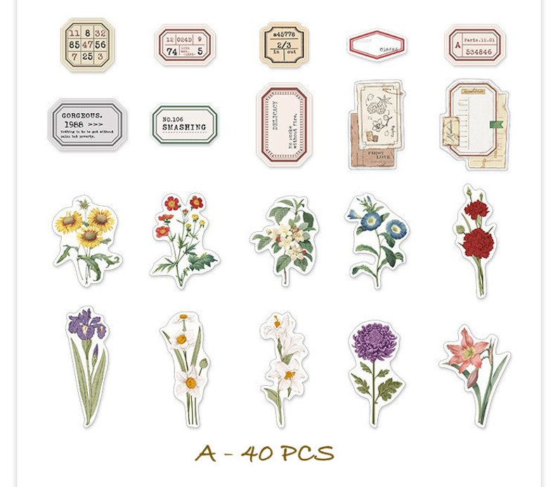 Vellum Sticker Vintage Sticker Flower Sticker Butterfly Etsy