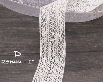 Lace Trim, 3/4" and 1" wide, White lace, Embellishment, Junk Journaling, by the yard