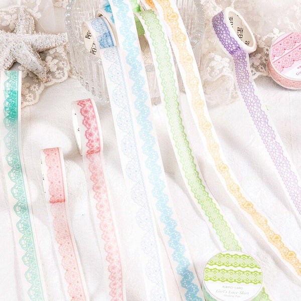 Lace prints Washi Tape, Colored laceTape, Junk Journal Washi, Masking Tape,Deco Tape, Scrapbook Tape