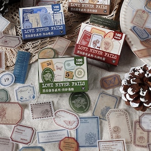 100 pcs Mini Label Sticker, Vintage Style Shabby Chic Label, Junk Journal, Scrapbooking, Card, Planner