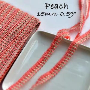 Cotton Lace Fringe Trim: Mini Tassel Gold Accent - By The Yard Peach Mini Tassel