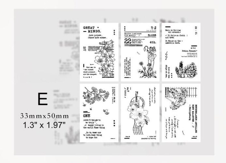 Rubber Stamp on a Foam Backing Vintage Design for Scrapbooking, Junk Journal, Planner, Bullet Journal E