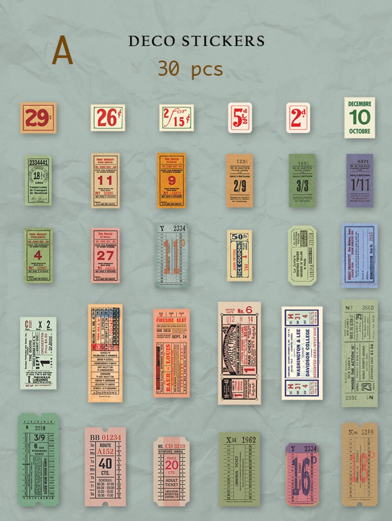 30 pcs Set Vellum Ticket Stickers Postale Letters Postcards Etsy