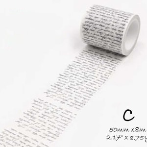 Handwritten Washi Tape: Manuscript, Typewritten, Retro Scrapbook Deco Tape