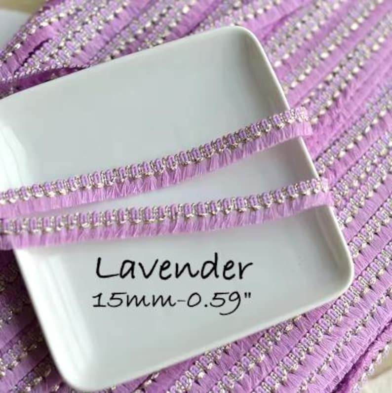 Cotton Lace Fringe Trim: Mini Tassel Gold Accent - By The Yard Lavender Mini Tassel