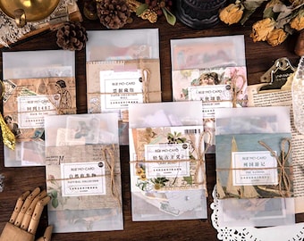 Vintage Paper Ephemera Set: Vellum Stickers, Tags - Junk Journal Supplies
