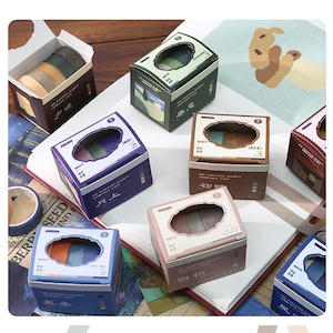 Washi Tape Solid Color Set of 5 Rolls, Basic Colors Set, Delicate Transparent Washi Tape, Junk Journal, Scrapbooking