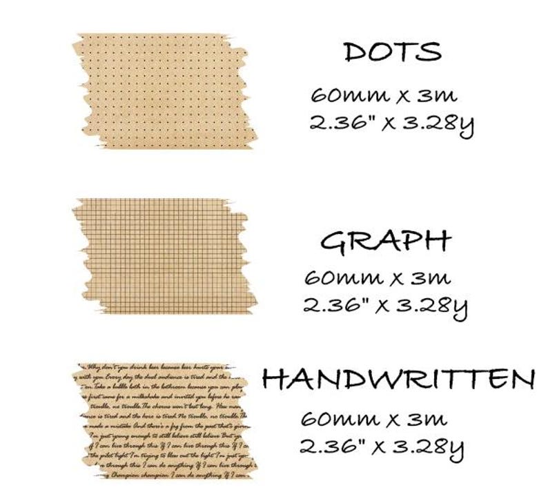 Kraft Paper Decorative Tape: Dot, Graph, Handwritten Scrapbook Planner ...