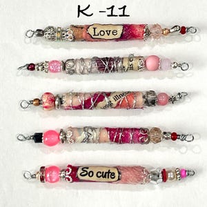 Boho Fabric Bead Set: Mixed Fibers, Glass & Wood - Journal Charm K