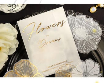 Rose Gold Foil Flower Stickers: Vellum Semi-Transparent Botanical Stickers